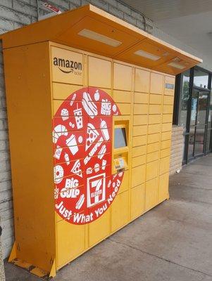 Amazon Lockers located outside on the right side of the store. East side.