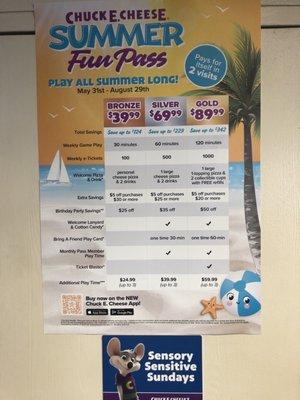 Chuck E. Cheese Summer Fun Pass Prices