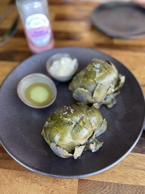 Grilled artichokes