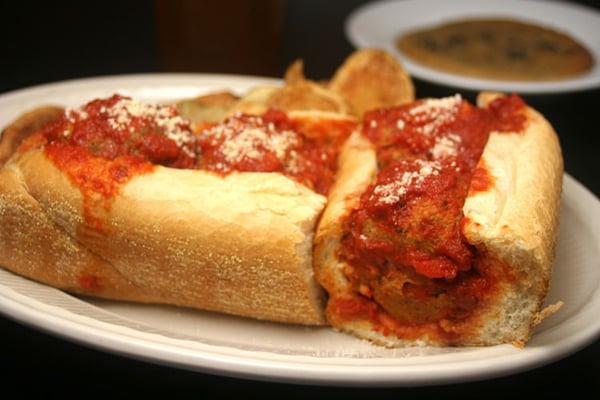 Meatball Sub served with Homemade Chips