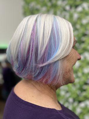 Pink and blue peekaboo with fairy hair!