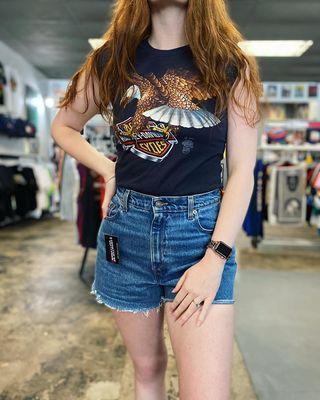 Vintage Harley Top and Vintage Levi's Shorts