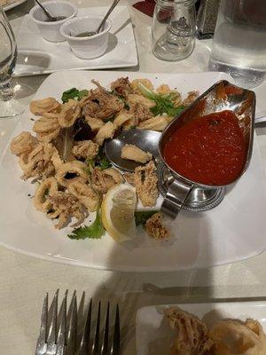 Calamari tender not chewy. Really nice marinara