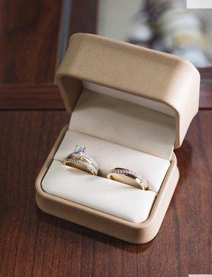 Yellow gold diamond wedding set.