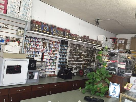 Inside the key and locksmith shop