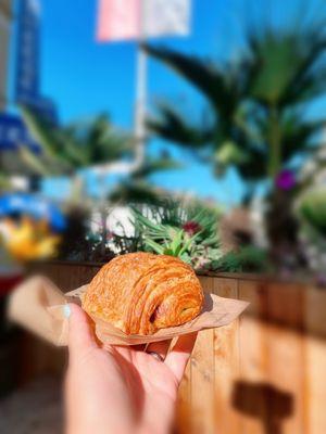 Chocolate croissant. Indulging-