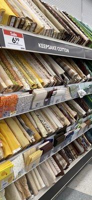 Wonderful selection of every color in solid, and patterned materials for quilts.