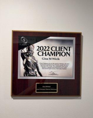 2022 Client Champion!