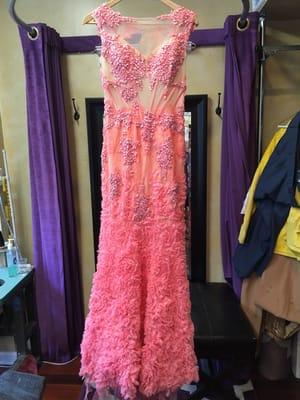 Extremely delicate gown, handled with the upmost care at Chenille cleaners, specializing in costume made gowns.