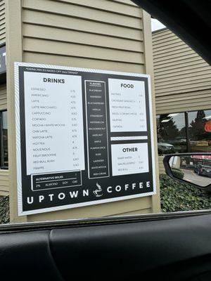 Drive thru menu