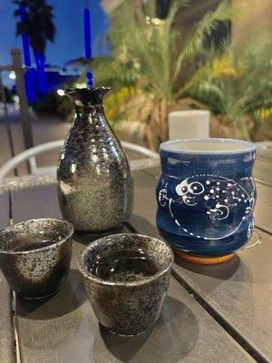 Hot sake and tea