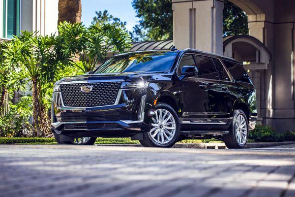 Cadillac Escalade ESV extended-length SUV limousines accommodate up to five passengers in the lap of luxury.