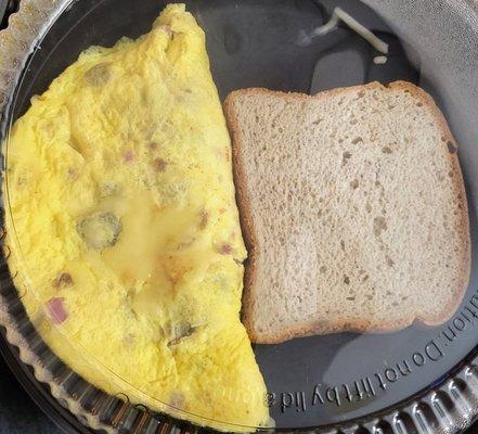 Pig Out omelette and gluten free bread.  Love these sturdy containers for delivery.