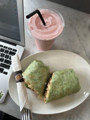 Breakfast Burrito and smoothie; YUM!