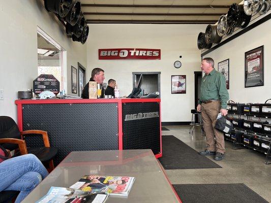 Waiting area at entry door.