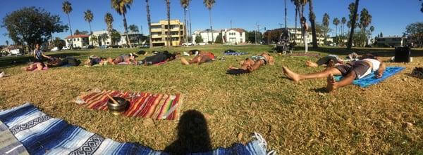 Relaxing in Savasana after a session