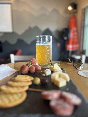 Cheese board and Hefeweizen.