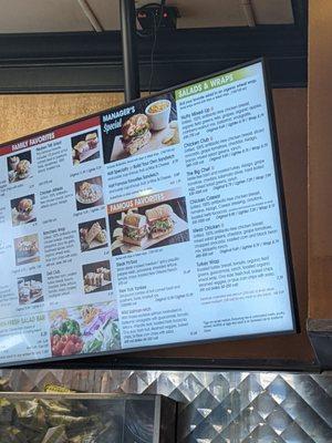 Menu board with pricing ($8.79 managers special)