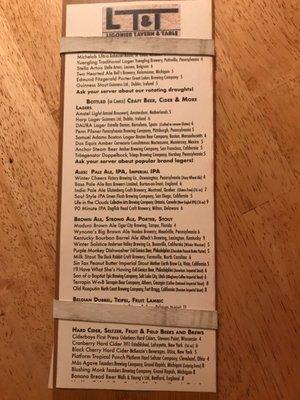 Beer list