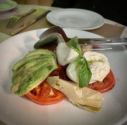 Burrata Cheese. Artichoke. Avocado.