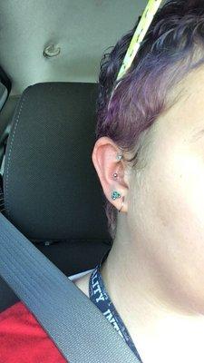 Conch piercing done by Carrie.