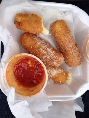 Motz sticks with Parmesan on top?