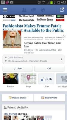 Like our fan page on Facebook: Femme Fatale Hair Salon and Spa . We are always updating daily with our work!