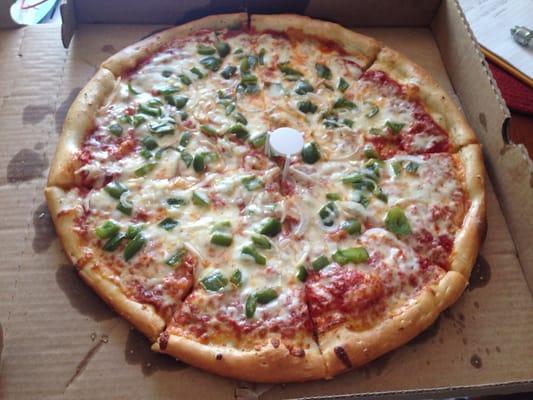 Green pepper and onion 16" pizza.