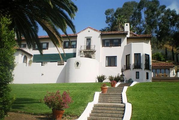 "Entourage" mansion. Ongoing upgrades and rebuild after fire destroyed portions of the home.