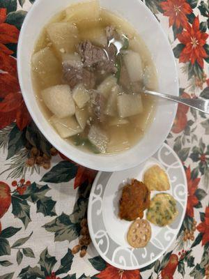 Winter melon soup and an assortment of appetizers! So delicious!