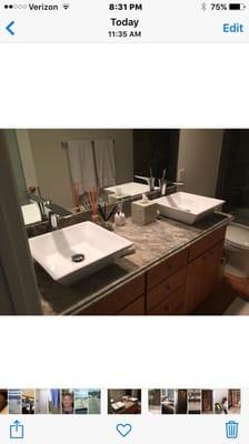 Vessel sinks we installed in Clive's bathroom.