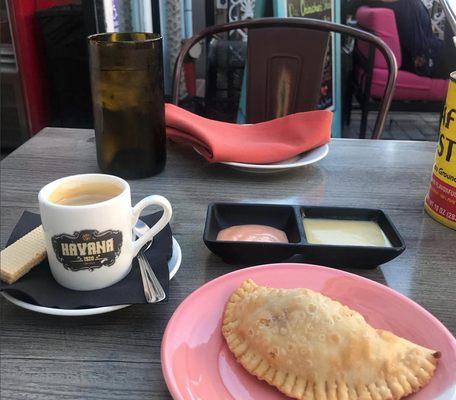 Start the day the #havana1920 way - with a Cuban coffee and ham & cheese empanada at our Café!