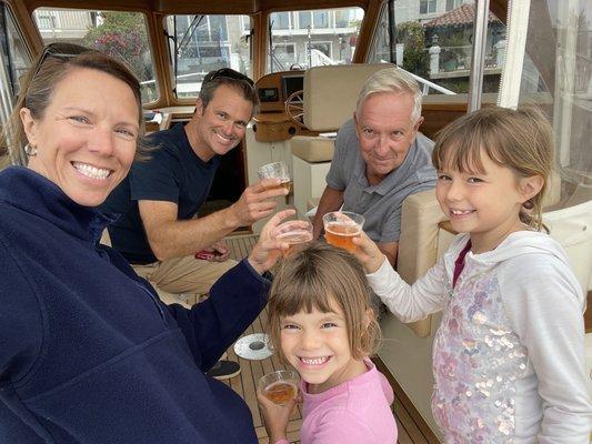 Celebrating our new boat/adventure (sparkling cider )