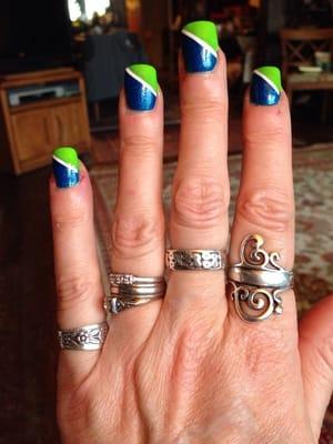 My fabulous Seahawk nails done by T !