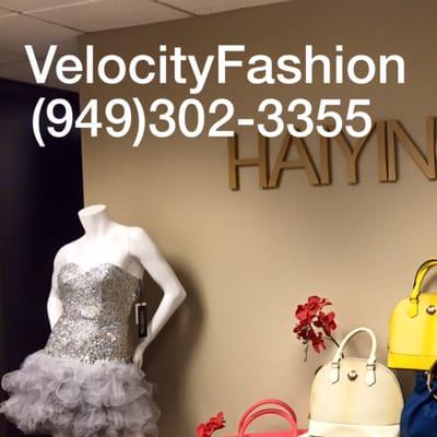 www.velocityfashion.com  By appointment only, Call us (949) 302-3355  address: 17744 Skypark Circle, suite 285, Irvine, CA 92614