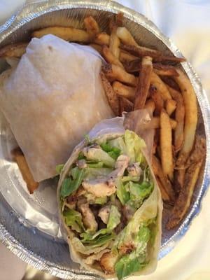 Chicken Caesar wrap w/ fries - so good.