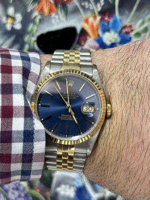 Rolex DateJust 36 two tone with a blue Tiffany & Co stamped dial. Extremely rare!