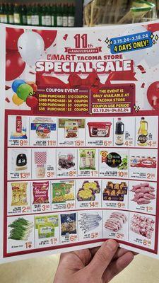 Special Sale for 11th Anniversary at Tacoma Hmart! Also get coupons!