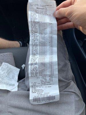 Grocery bill for the week