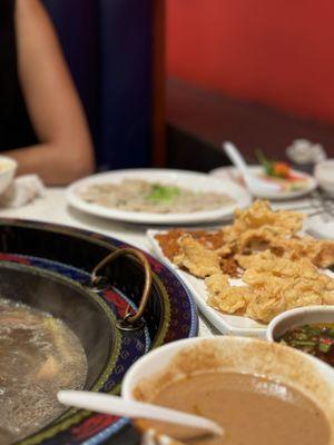 Make your own sauce at the sauce bar, this is my sauce.   Further away is the Crispy Fried Pork, very popular item.   Beef Tripe Slices