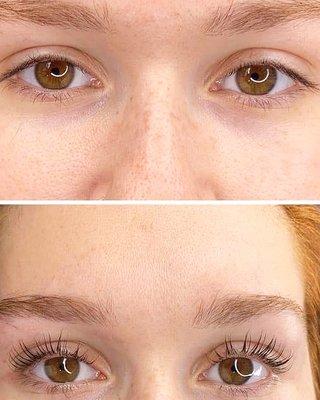 Lash lift and tint before and after