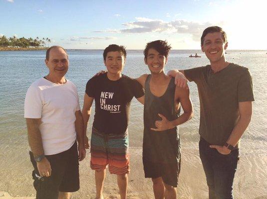 With our Senior Pastor, Rod Plummer from Tokyo (far left) and Lead Pastor, Jeff Rodkin (far right) at baptisms.