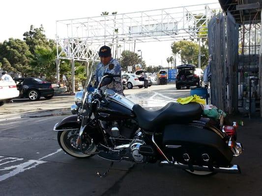 Wash, wax & polish motorcycle