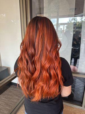 Bright orange balayage