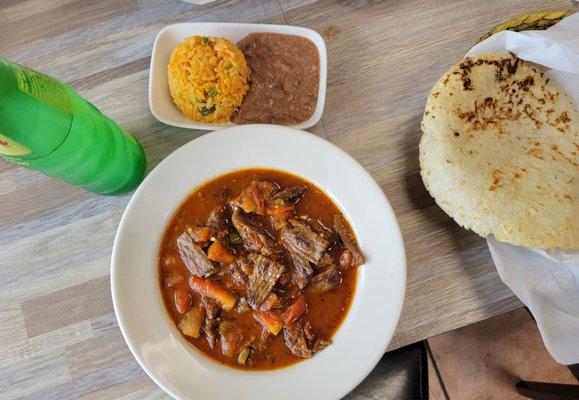 Steak Ranchero and handmade corn tortillas