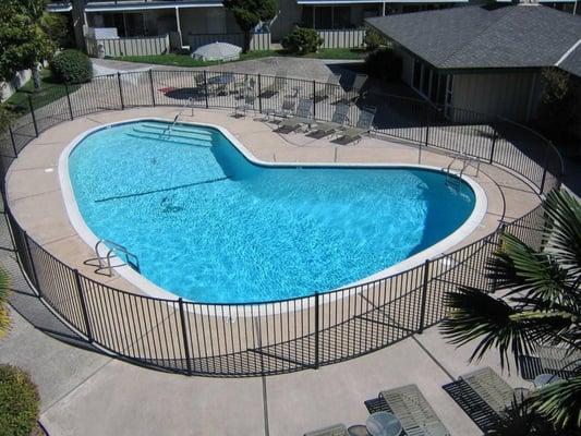 The heated pool and community room