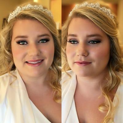 Classic bridal look: makeup by Susie, hair color by Tami