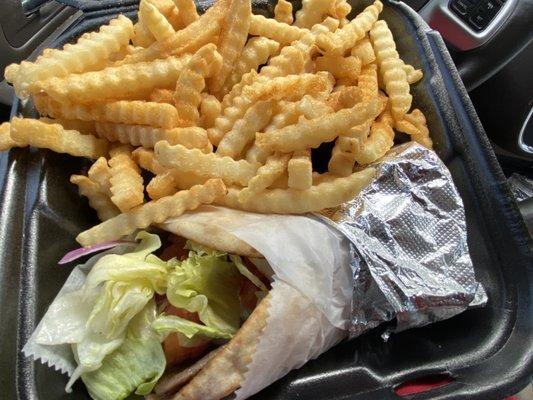 Lamb Gyro with fries