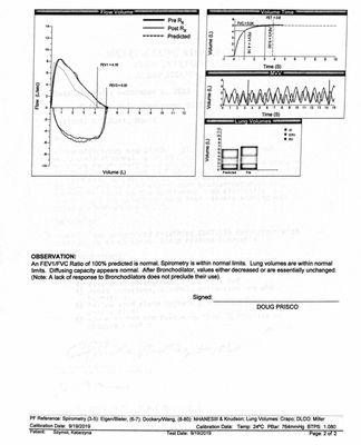 Page Two of Pulmonary Function Report (PFT)