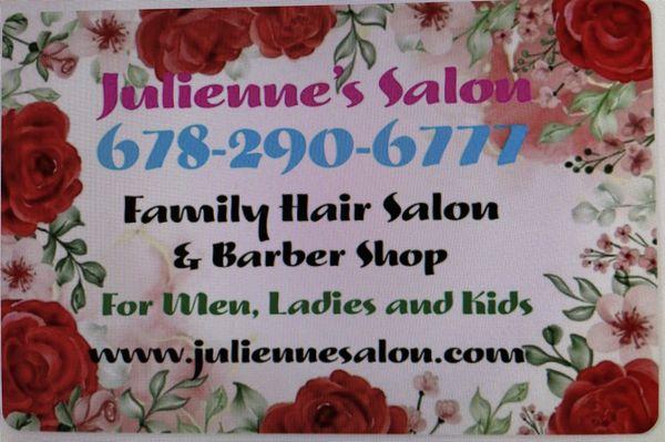 Please call for appoinments available: 678-290-6777 www.juliennesalon.com